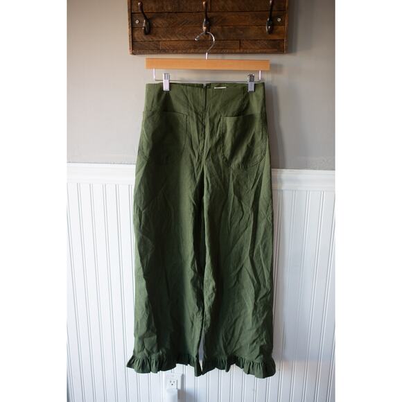 Anthropologie Colette Magic Fabric Ruffle-Hem Crop Wide-Leg Pants 27 NEW - Picture 2 of 4